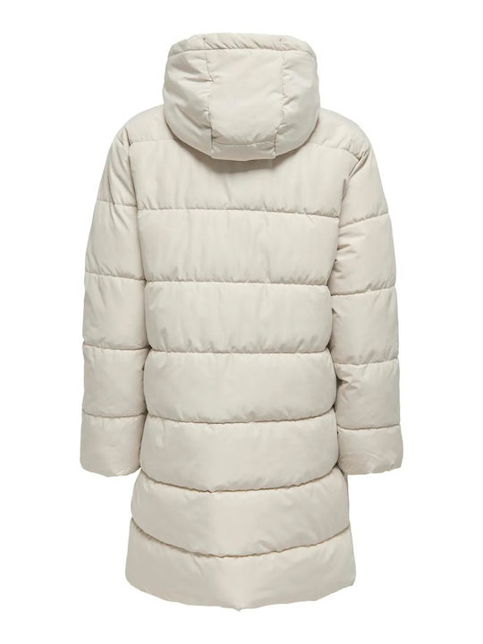 Women's Long Puffer Jacket for Winter with Hood Pumice Stone