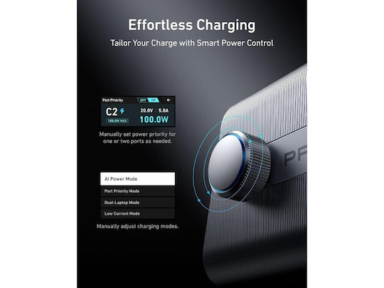 Anker Βάση Φόρτισης GaN με 2 Θύρες USB-A και 4 Θύρες USB-C 250W Power Delivery σε Γκρι χρώμα (Prime)