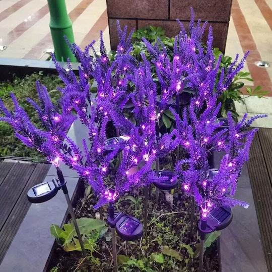 Set de 2 lămpi solare cu lavandă, înălțime 70cm, senzor de lumină IP65, violet