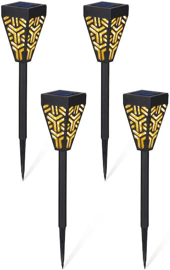 Set de 4 Lămpi Solare Decorative pentru Grădină 2 în 1 Suspendate sau Îngropate Lumină Alb Cald Negru