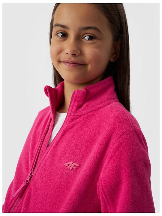 Kinderstrickjacke Fleece Fuchsie
