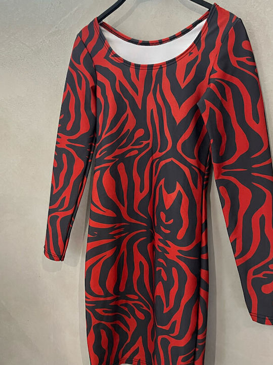 Midi Rochie Roșu, Cenușiu