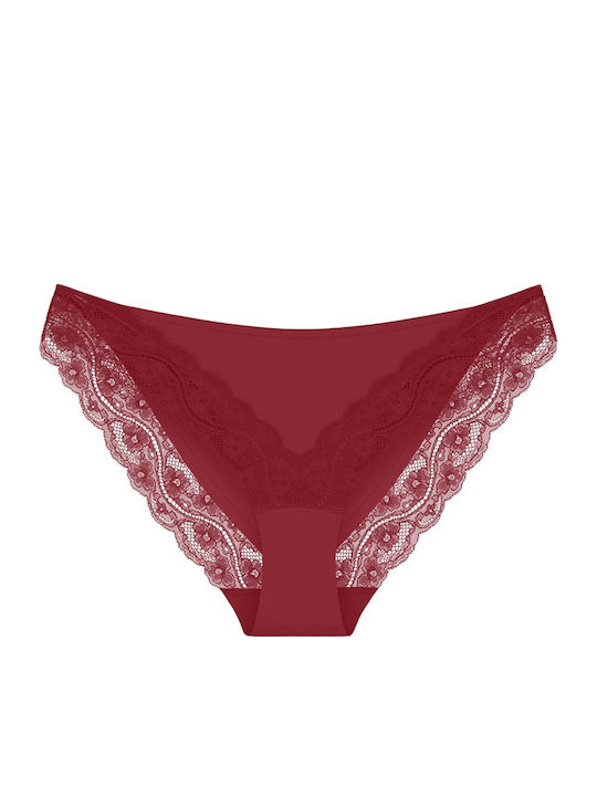 Lovely Micro Tai High-waisted Women's Slip with Lace Red