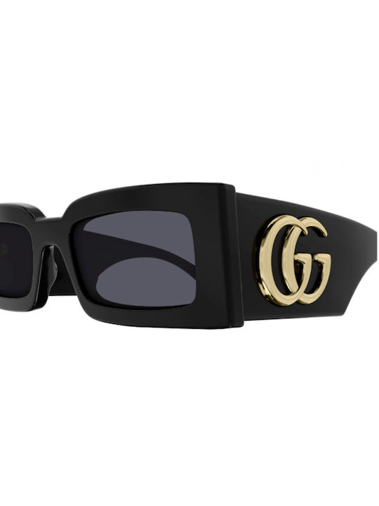 Gucci Unisex Sunglasses With Black Horn-Rimmed Frame And Grey Lens GG1425S 001