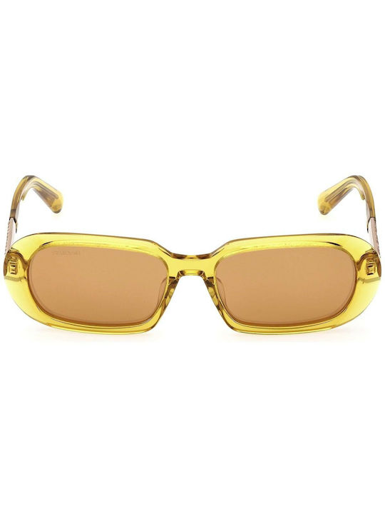 Swarovski Women's Sunglasses with Yellow Plastic Frame and Brown Lens SK0388 39G