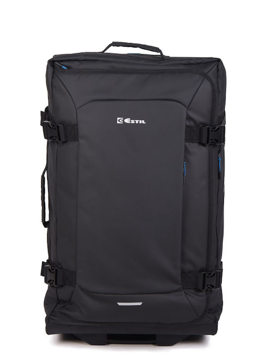 Estil Großer Stoff-Reisekoffer Schwarz mit 2 Rädern Höhe 73cm