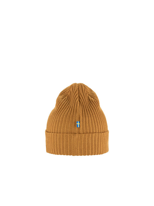 Fjallraven Beanie Unisex Beanie with Rib Knit in Brown color