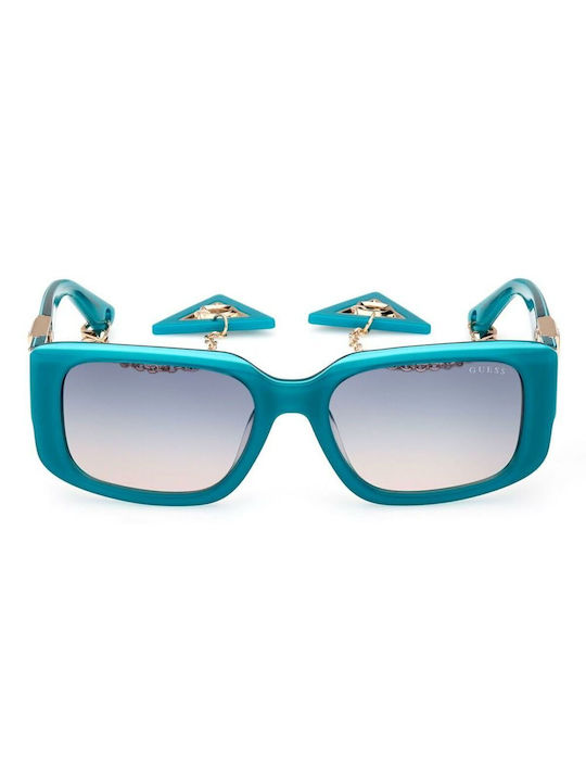 Guess Women's Sunglasses with Turquoise Plastic Frame and Gray Gradient Lens GU7891 87W