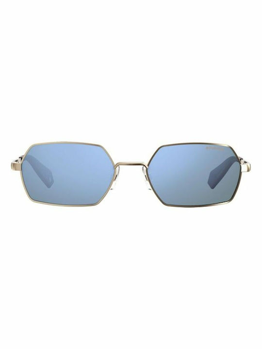 Polaroid Sunglasses with Silver Metal Frame and Blue Polarized Mirror Lens PLD6068/S LKS/XN