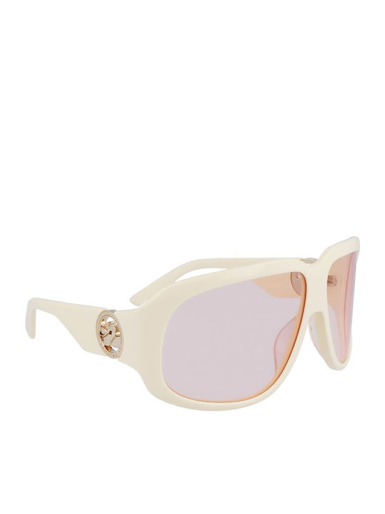 Longchamp Women's Sunglasses with White Plastic Frame and Pink Lens LO736S 109