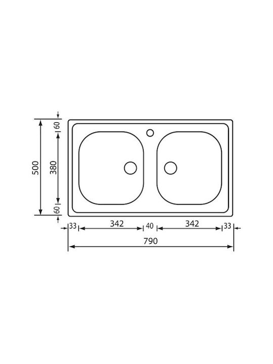 Sanitec Ένθετος Νεροχύτης Inox Σατινέ Μ79xΠ50cm Ασημί