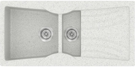 Sanitec Classic Drop-In Sink Left Synthetic Granite W104xD51cm White