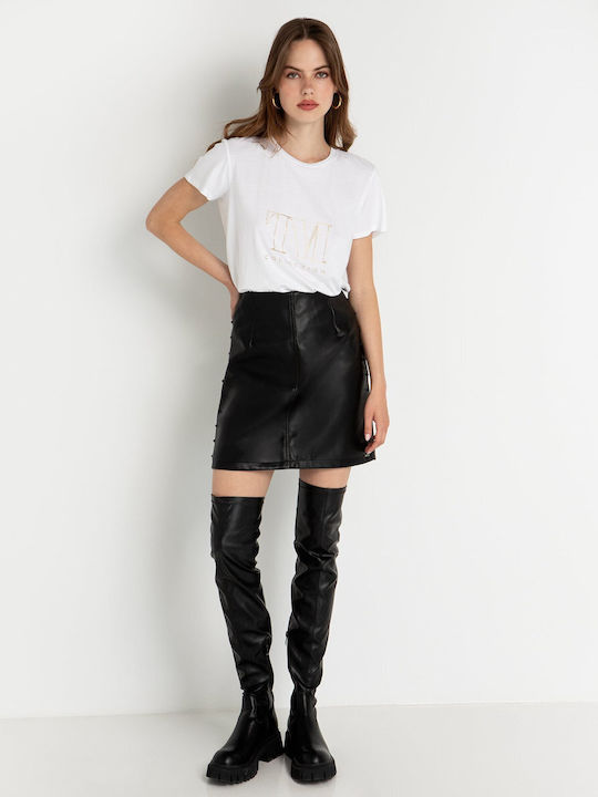 Toi&Moi Leather Skirt in Black Color