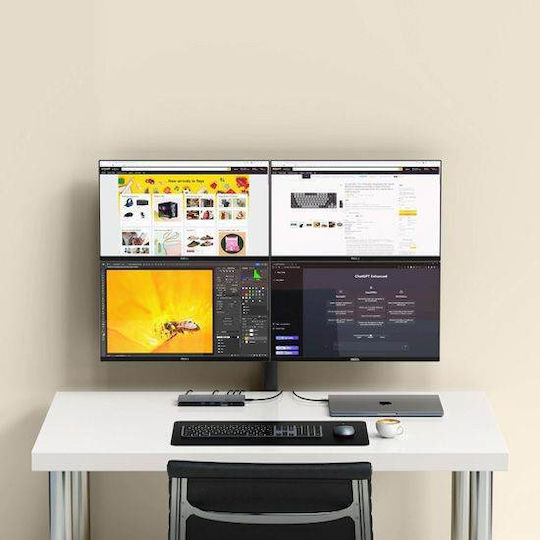 Satechi Thunderbolt 4 Stație de andocare cu PD Ethernet și conexiune 2 monitoare Gri