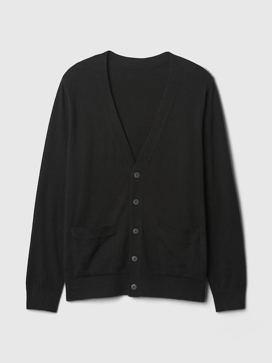 Men's Knitted Cardigan with Buttons Black
