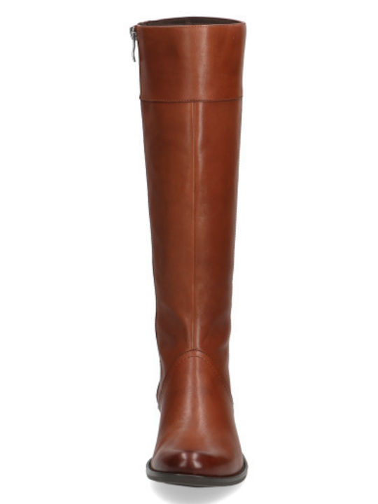 Caprice Leather Women's Boots Tabac Brown