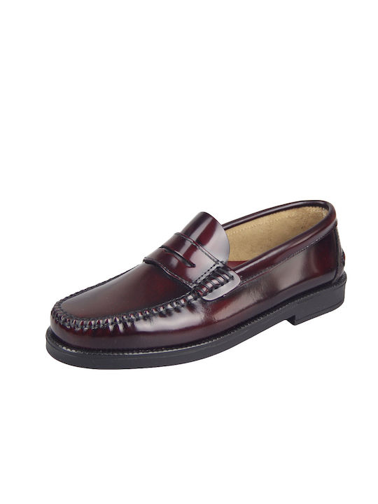 America Men's Leather Loafers Burgundy