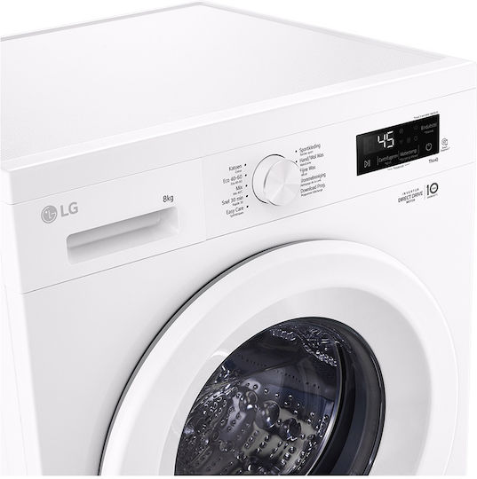 LG Πλυντήριο Ρούχων 8kg με Τεχνολογία Ατμού 1400 Στροφών 6 Motion F4X1008NWH
