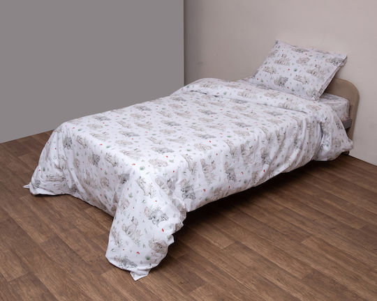 Viopros Semi Double Set with Elastic Band White 120x200cm Viopros Semi Double Set with Elastic Band White 120x200cm