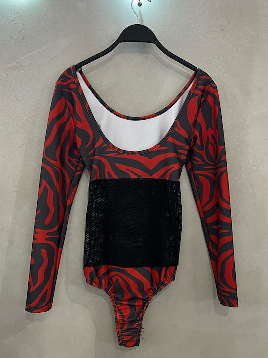 Bodysuit Regular Fit Red, Charcoal