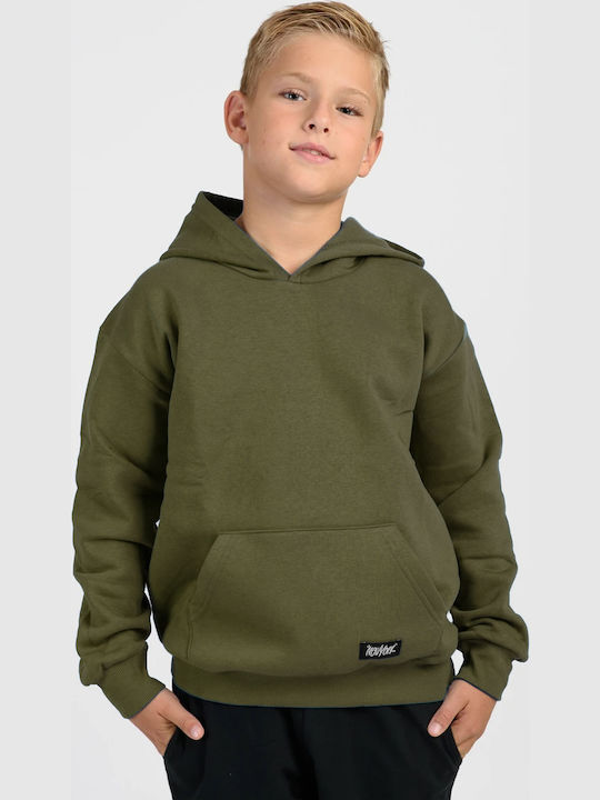 Kids Sweatshirt with Hood and Pockets Haki