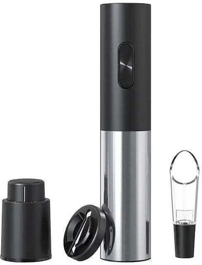 Elektrisches Korkenzieher-Set mit Folienschneider und Belüfter Weinflaschenöffner Elegantes Design Schwarz-Silber