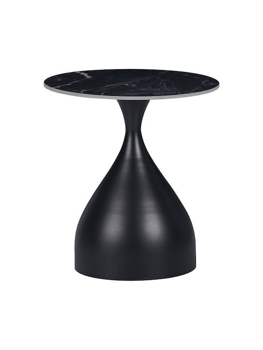 Round Coffee Table Kirkene Aluminum Black Marble L70xW70xH40cm.