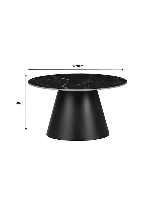 Round Central Coffee Table Fabrin Aluminum Black W70xL70xH40cm