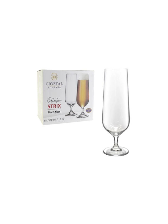 Bohemia Strix Set of Glasses Beer, μπίρας made of Crystal Stemmed 380ml 0803153 6pcs