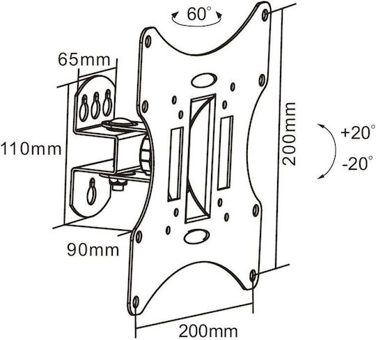 Cabletech 0041A Βάση Τηλεόρασης Τοίχου έως 42" και 30kg