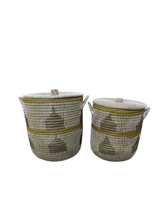 InTheBox Σετ Καλάθια Απλύτων Ψάθινα με Καπάκι 45x45x40cm Πολύχρωμο InTheBox Σετ Καλάθια Απλύτων Ψάθινα με Καπάκι 45x45x40cm Πολύχρωμο