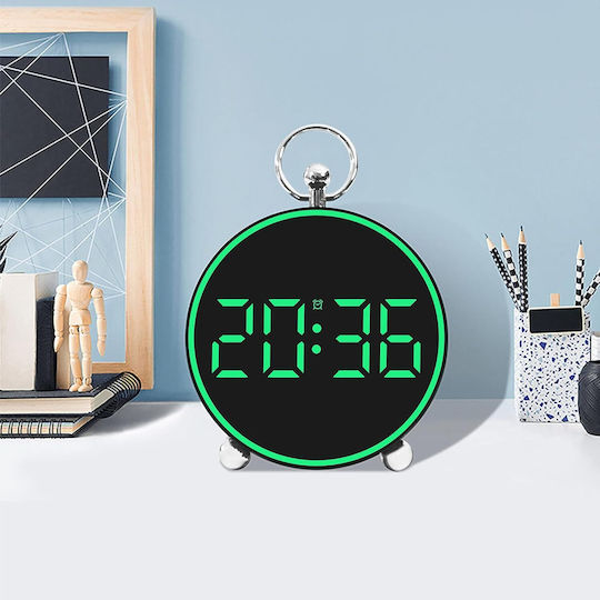 Ceas de Masă și Perete Digital cu Alarmă, Funcție Snooze, Lumină LED, Mod Noapte, Control Vocal, USB