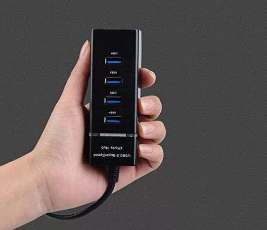 Distribuitor USB 4 Porturi USB 3.0 Ultra Subțire Încărcare sau Transfer de Date 5Gbps Negru