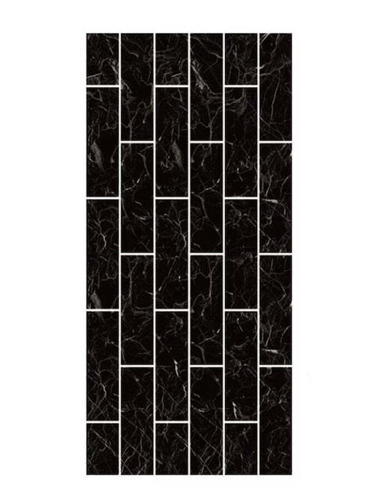 Set de 5 X Tapet Decorativ Autocolant Spumă Moale Lavabil Adeziv Puternic Instalare Ușoară 30x60cm Model Marmură Neagră
