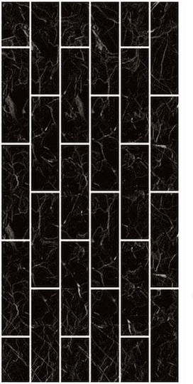 Set de 5 X Tapet Decorativ Autocolant Spumă Moale Lavabil Adeziv Puternic Instalare Ușoară 30x60cm Model Marmură Neagră