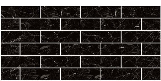 Set de 5 X Tapet Decorativ Autocolant Spumă Moale Lavabil Adeziv Puternic Instalare Ușoară 30x60cm Model Marmură Neagră