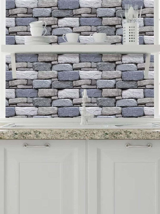 Set de 5 X Tapet Decorativ Autocolant Spumă Moale Lavabil Adeziv Puternic Instalare Ușoară 30x60cm Design Piatră Gri