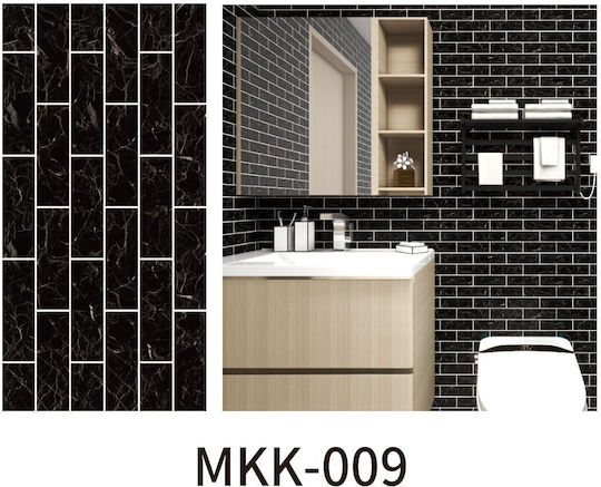 Set de 5 X Tapet Decorativ Autocolant Spumă Moale Lavabil Adeziv Puternic Instalare Ușoară 30x60cm Model Marmură Neagră