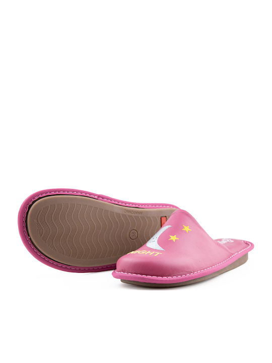 Lederne Winter Damen Hausschuhe Rosa