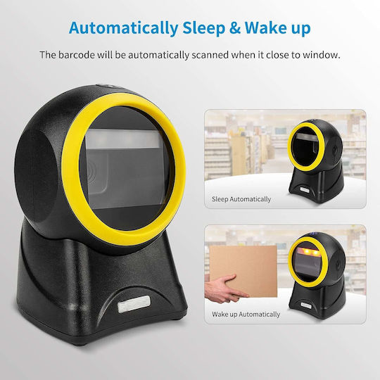 Cablu USB Scanner Coduri de Bare 1D 2D QR Omnidirecțional Negru-Galben