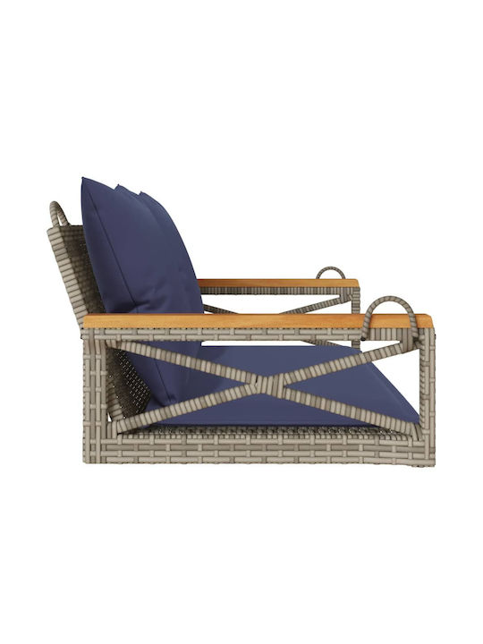 Rattan Swing Gray with 110kg Maximum Weight Capacity L109xW62xH40cm