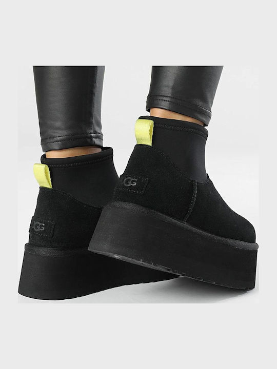 Classic Mini Dipper Suede Ghete Dama Negre