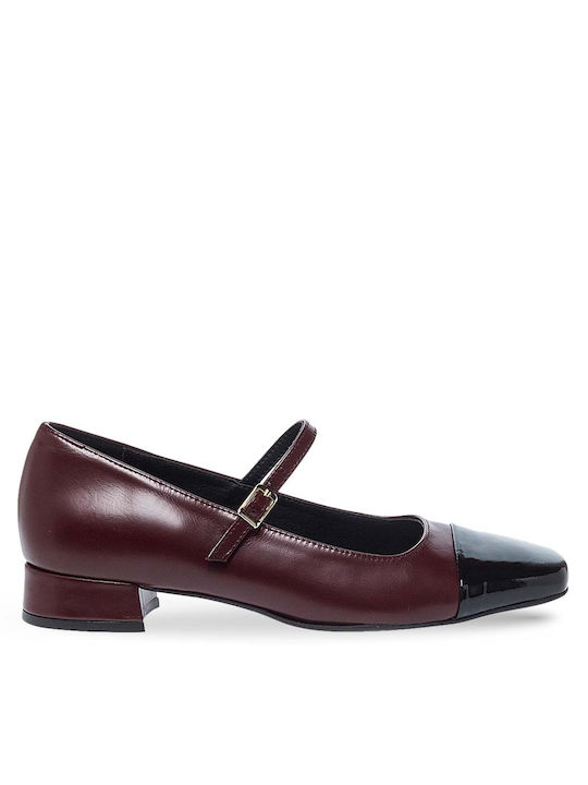 Maison Minrelle Leather Pointed Toe Burgundy Heels with Strap