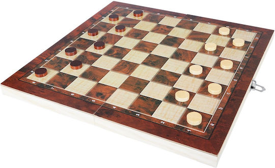 Wooden Checkers & Dice Set for Backgammon Black 15pcs