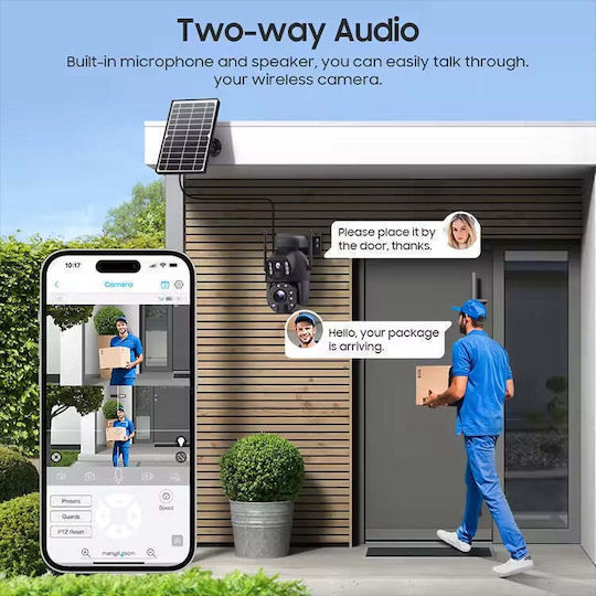 Διπλή Εξωτερική Κάμερα Παρακολούθησης Bluetooth Οπτικό Ζουμ 10x Νυχτερινή Όραση Ip66