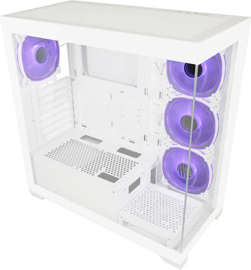 LC-Power Seamless_Pale_X Gaming Midi-Turm Computergehäuse mit Seitenfenster und RGB-Beleuchtung Weiß