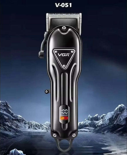 Vgr V-051 Tragbarer Kabelloser 5W USB Stahlklingen-Haarschneider mit 4 Führungskämmen Schwarz