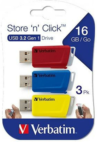 Verbatim Store 'n' Click 3 16GB USB 2.0 Stick Multicolour