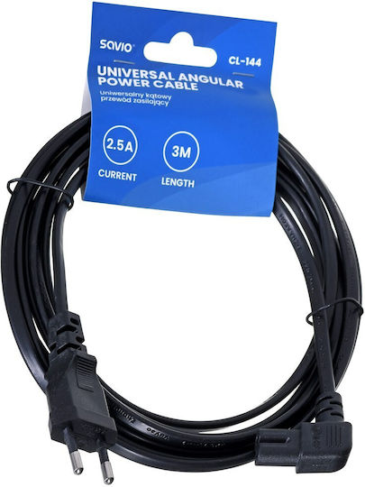 Savio IEC C7 - Euro Cable 3m Μαύρο CL-144