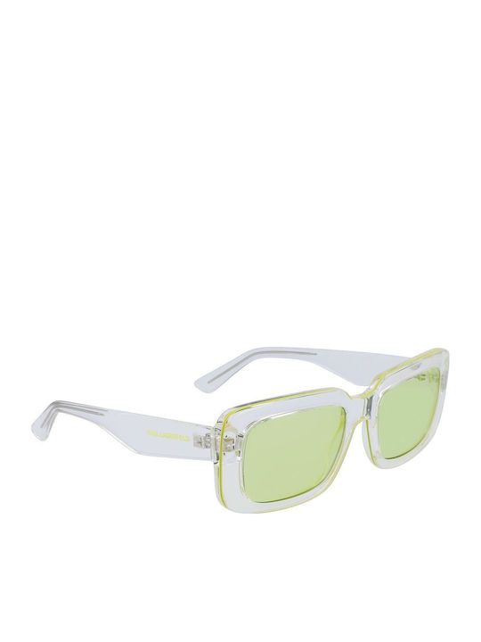 Karl Lagerfeld Unisex Sunglasses with Transparent Plastic Frame and Green Lens KL6101S-970